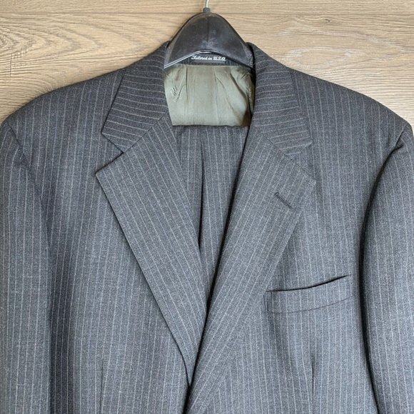 Daks London New York Mens See Desc. for Meas. Charcoal Grey w Pinstripes 2 piece - Picture 5 of 16